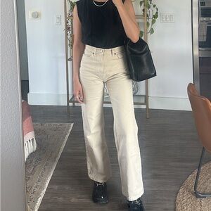 High Rise Reformation Jeans - Beige